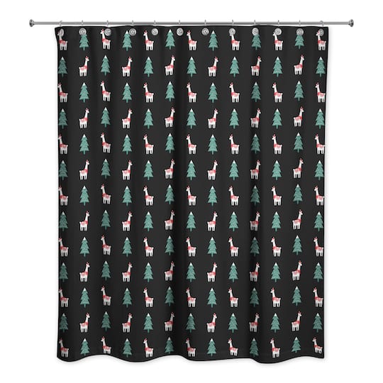 Holiday Llama Pattern Shower Curtain